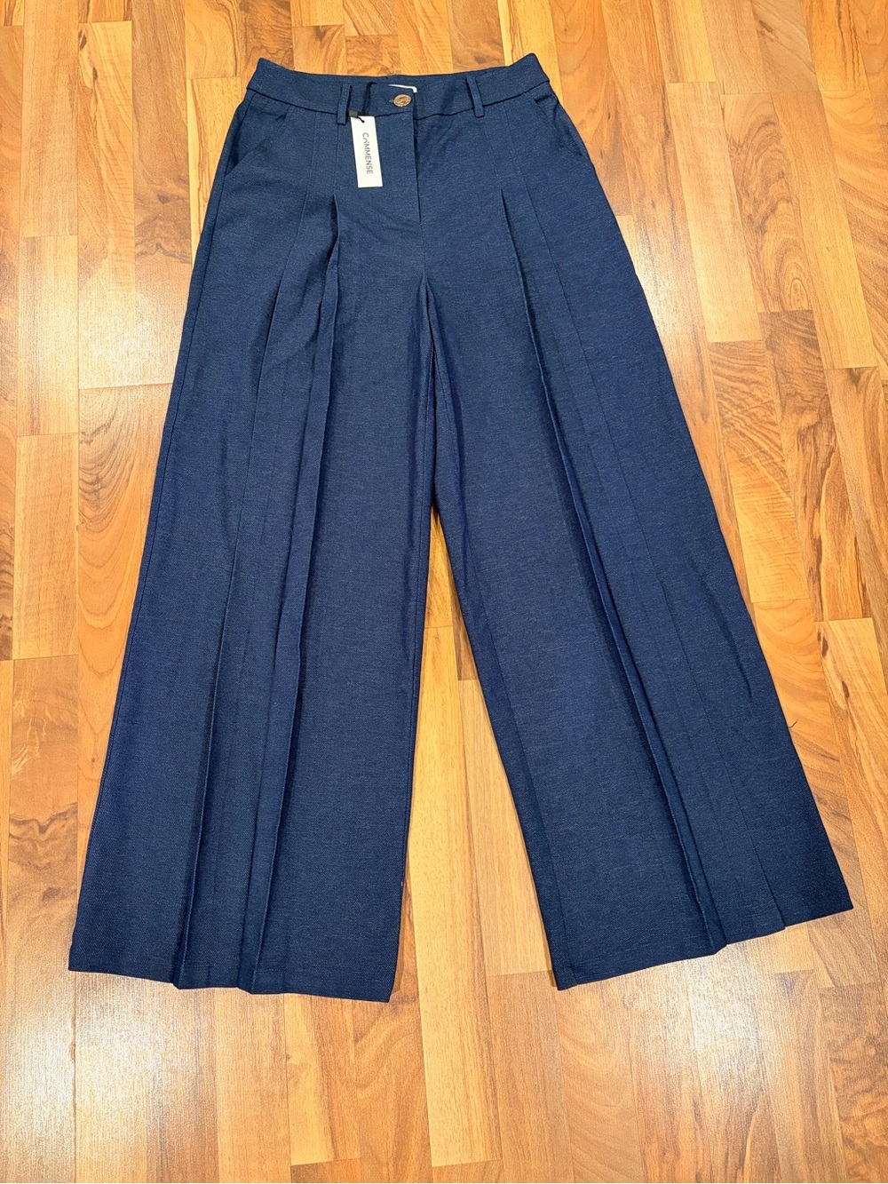 Commense Navy Trousers with Gold Button Accent - Picture 3 of 12